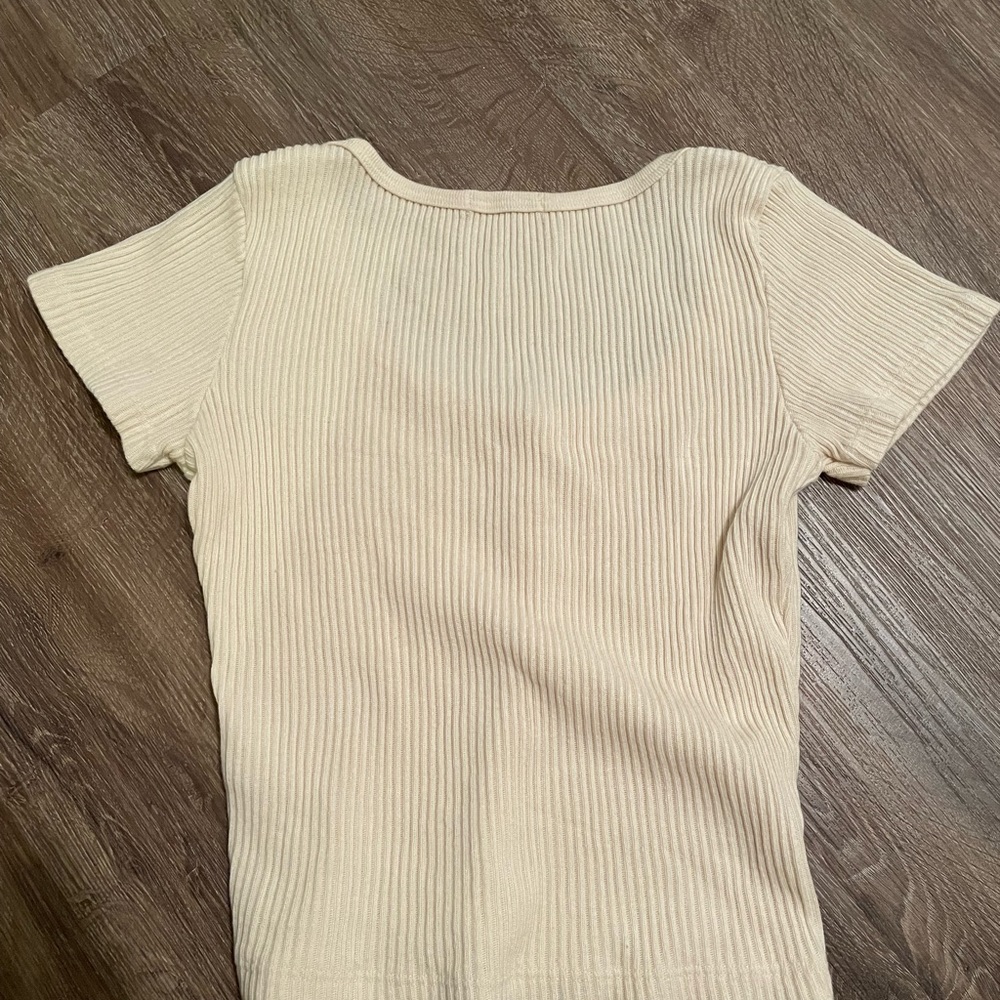 Brandy Yellow Ribbed Button Down Top - Picture 3 of 3